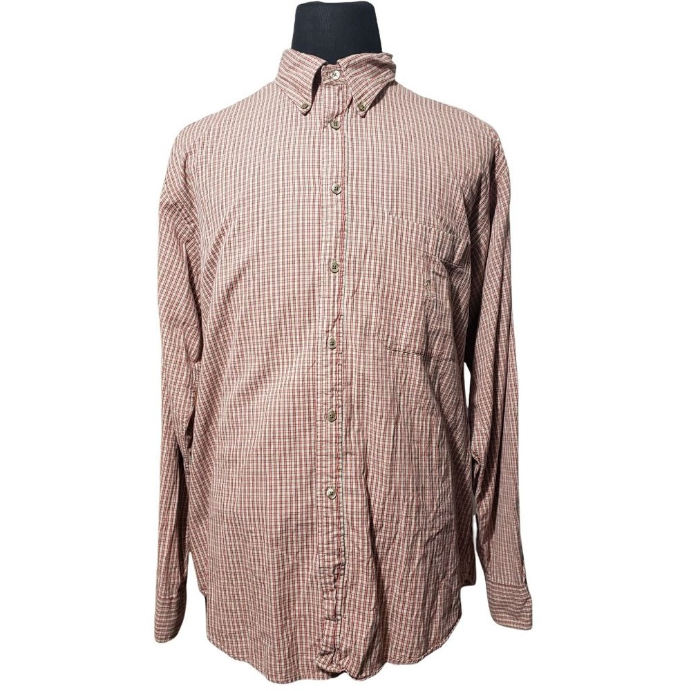 Nautica Long Sleeve Button Down Shirt XL Brown Checks